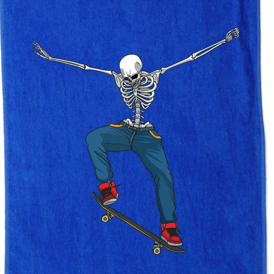 Funny Skateboard Art For Women Skateboarder Skeleton Platinum Collection Golf Towel