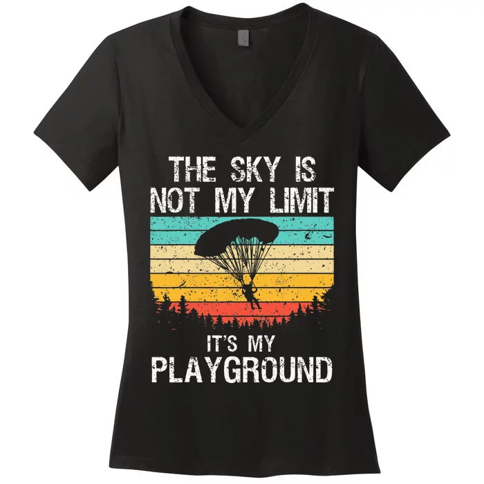 Funny Skydiving Art For Men Women Skydive Lover Skydiver Women's V-Neck T-Shirt