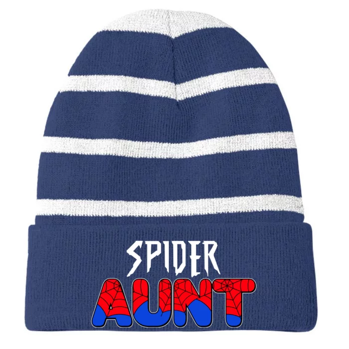 Funny Spider Aunt Matching Family Shirts Striped Beanie with Solid Band