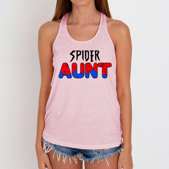 Funny Spider Aunt Matching Family Shirts Women's Knotted Racerback Tank