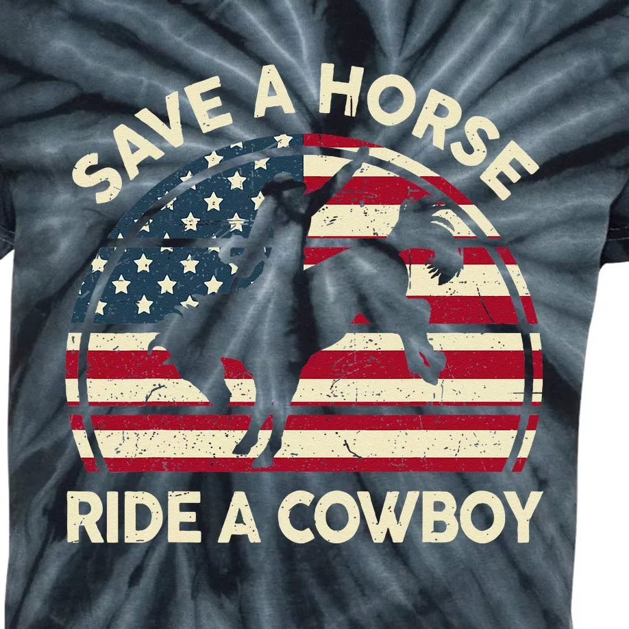 Funny Save A Horse Ride A Cowboy Horse Kids Tie-Dye T-Shirt