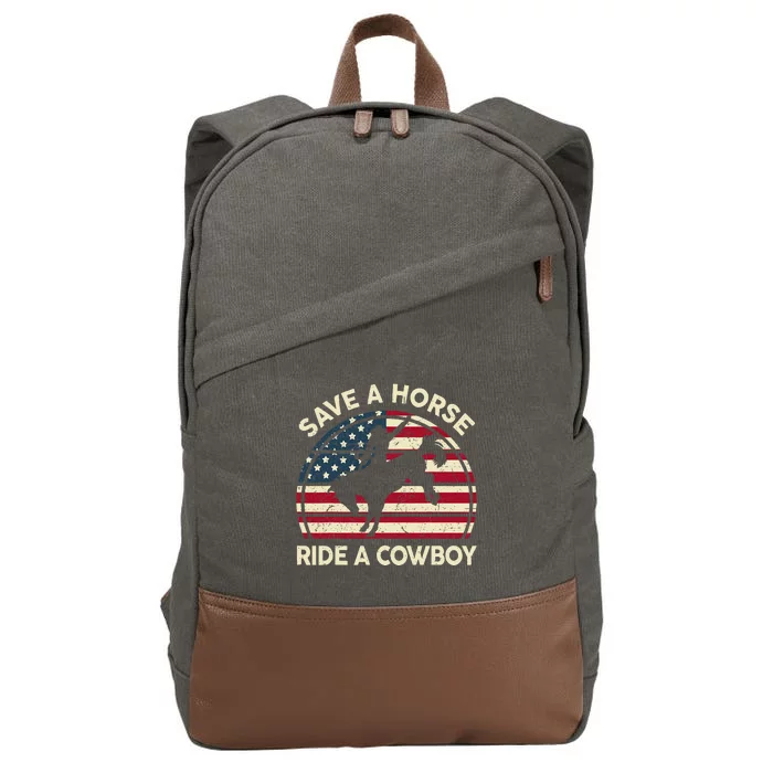 Funny Save A Horse Ride A Cowboy Horse Cotton Canvas Backpack