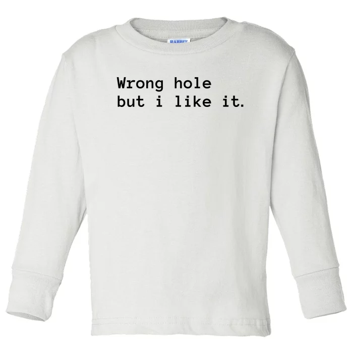 Funny Sayings Adult Humor Wrong Hole But I Like It Toddler Long Sleeve Shirt