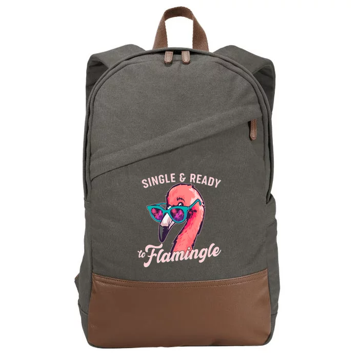 Funny Single And Ready To Flamingle Flamingo Cotton Canvas Backpack