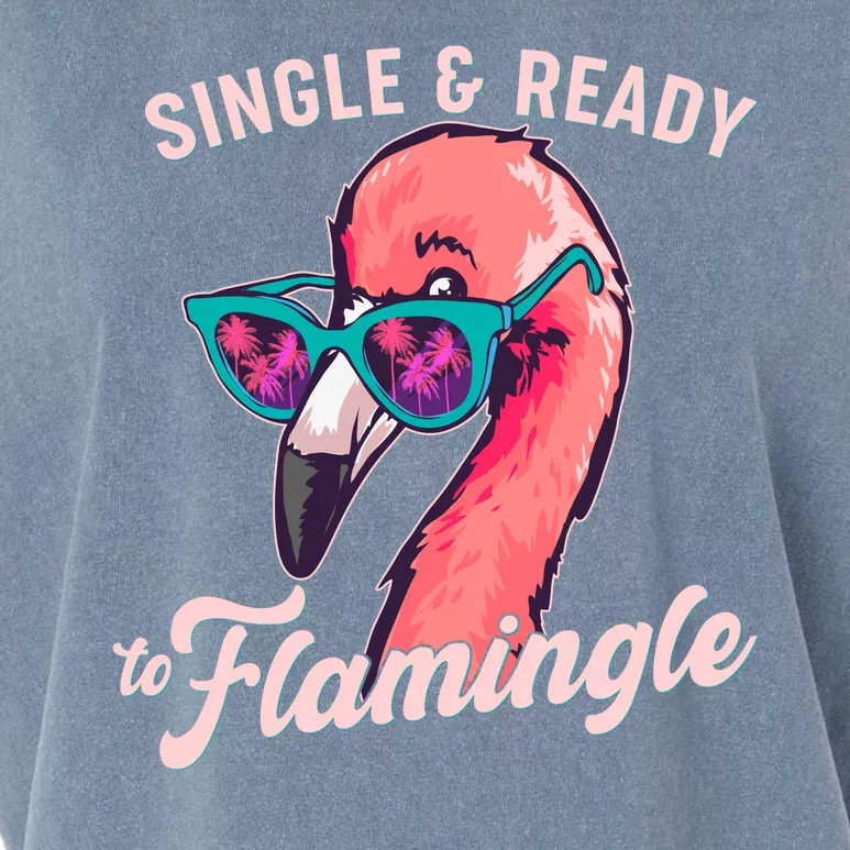 Funny Single And Ready To Flamingle Flamingo Garment-Dyed Women's Muscle Tee