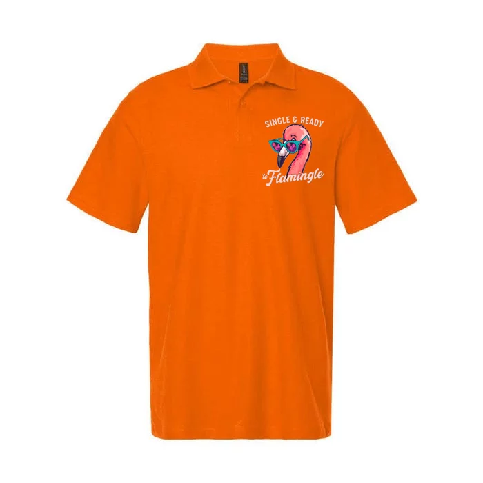 Funny Single And Ready To Flamingle Flamingo Softstyle Adult Sport Polo