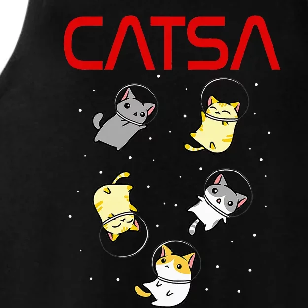 Funny Space Astronaut Cat Ladies Tri-Blend Wicking Tank