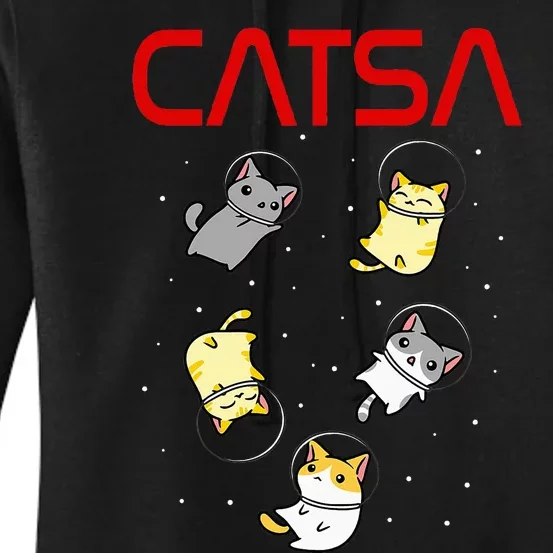 Funny Space Astronaut Cat Women's Pullover Hoodie