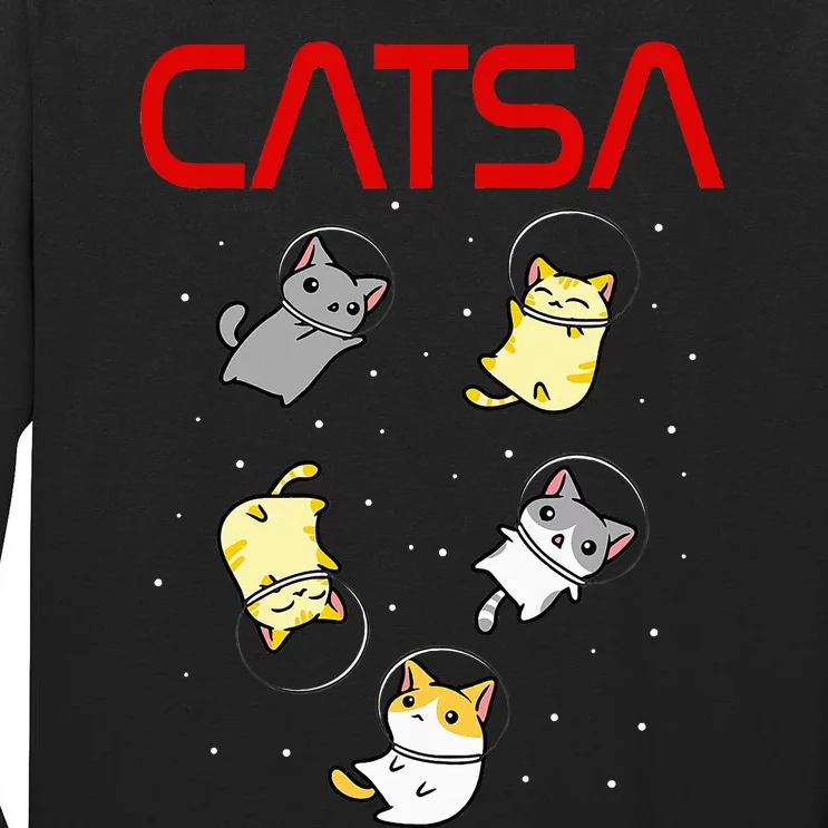 Funny Space Astronaut Cat Tall Long Sleeve T-Shirt