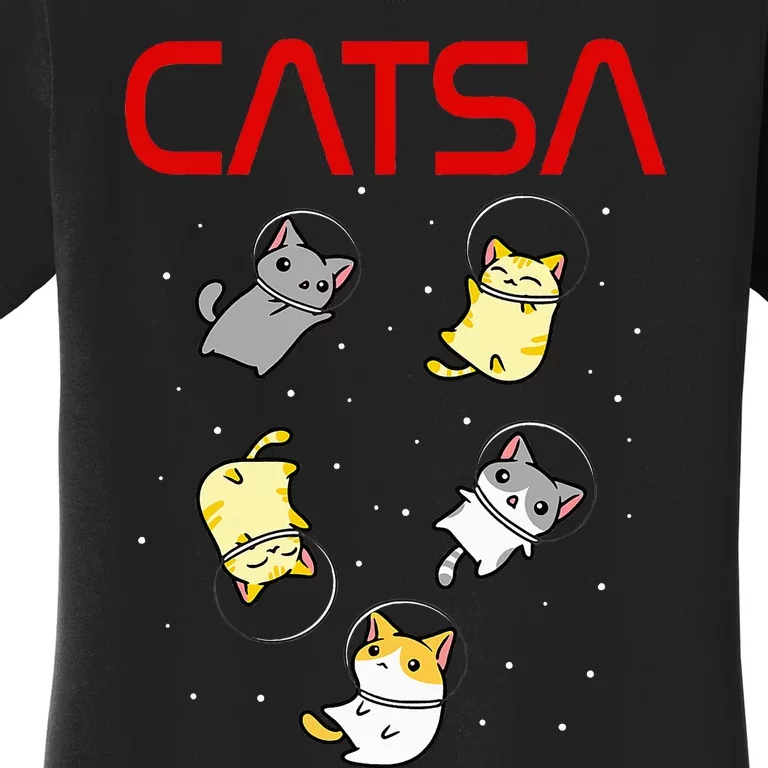 Funny Space Astronaut Cat Women's T-Shirt