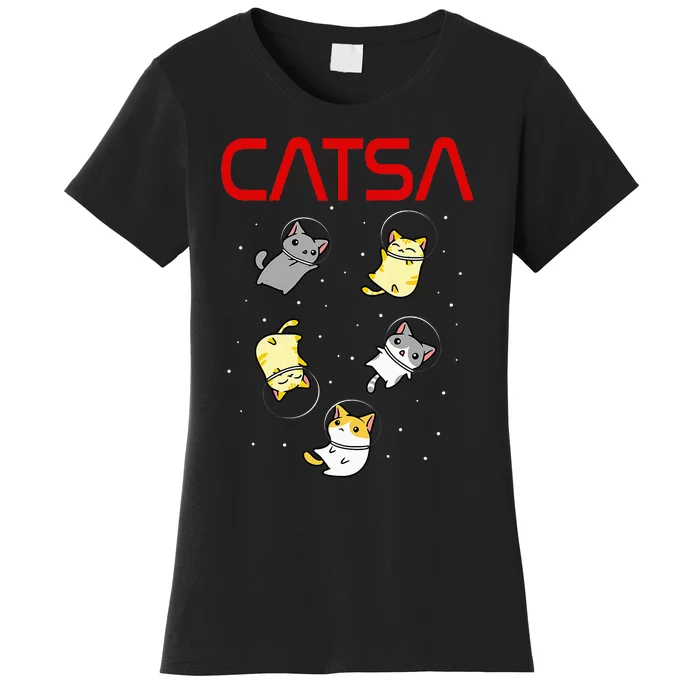 Funny Space Astronaut Cat Women's T-Shirt