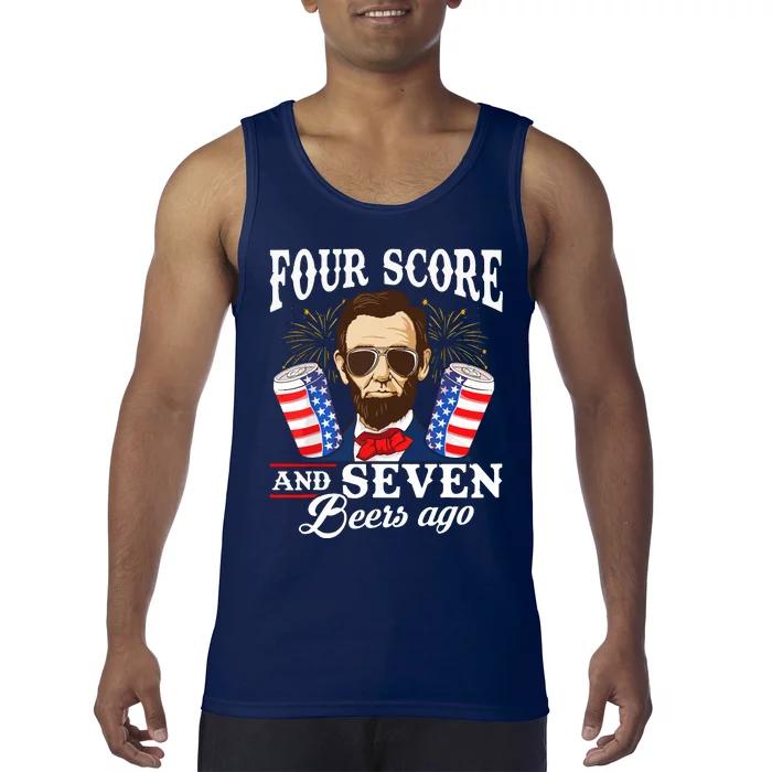 Four Score And 7 Beers Ago 4th Of July Drinking Like Lincoln Tank Top