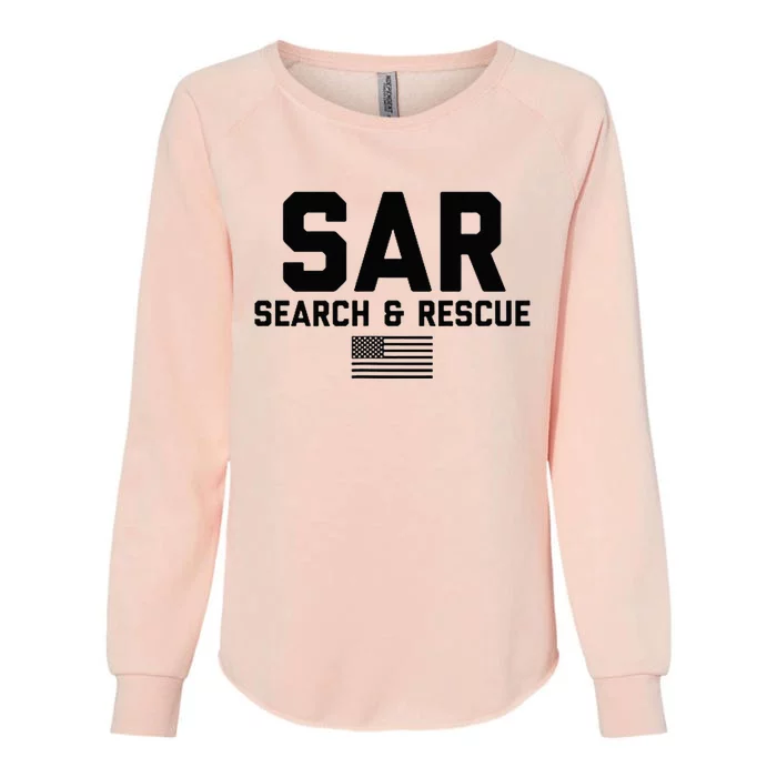 FRONT & Search And Rescue American Flag SAR Team Womens California Wash Sweatshirt