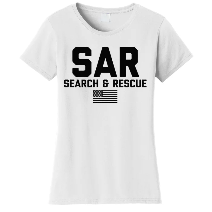 FRONT & Search And Rescue American Flag SAR Team Women's T-Shirt