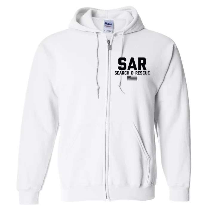 FRONT & Search And Rescue American Flag SAR Team Full Zip Hoodie