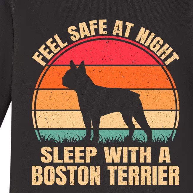 Feel Safe At Night Sleep With A Boston Terrier Baby Long Sleeve Bodysuit