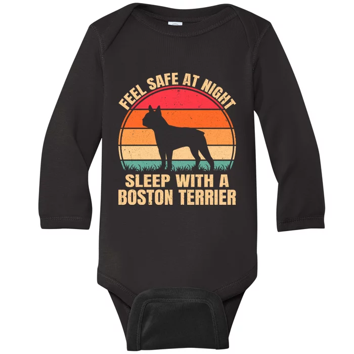 Feel Safe At Night Sleep With A Boston Terrier Baby Long Sleeve Bodysuit