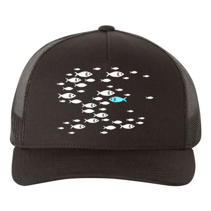 Fish Swim Against The Current In The Sea Yupoong Adult 5-Panel Trucker Hat