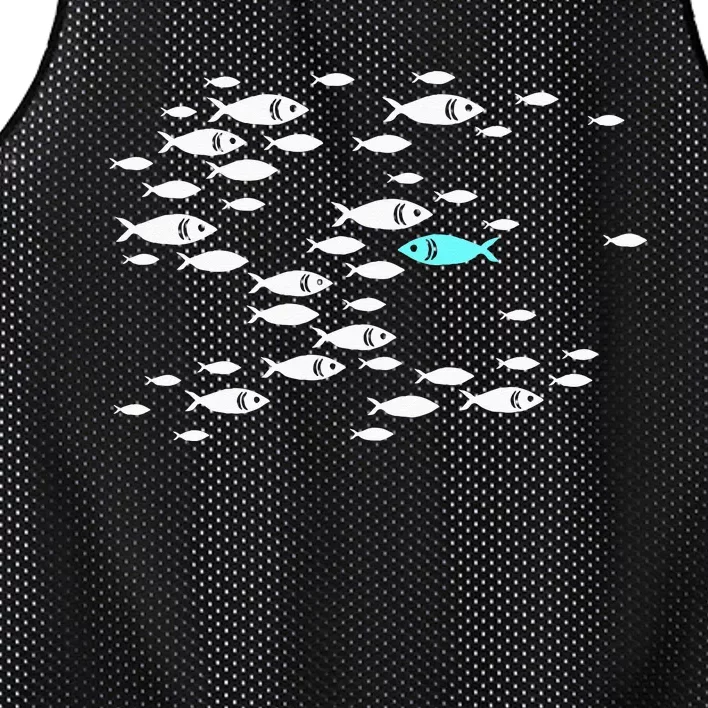 Fish Swim Against The Current In The Sea Mesh Reversible Basketball Jersey Tank