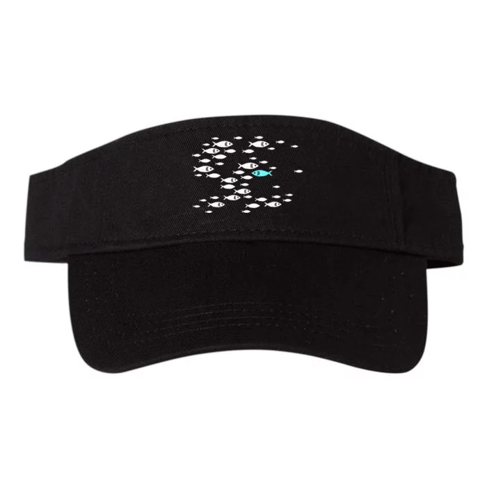 Fish Swim Against The Current In The Sea Valucap Bio-Washed Visor