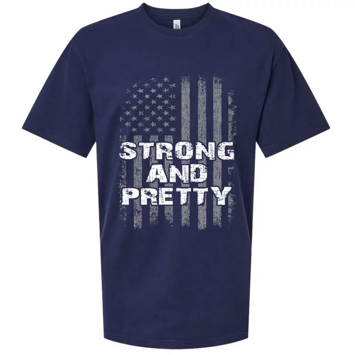 Funny Strong And Pretty Vintage Us Flag Pathetic Gym Workout Gift Sueded Cloud Jersey T-Shirt