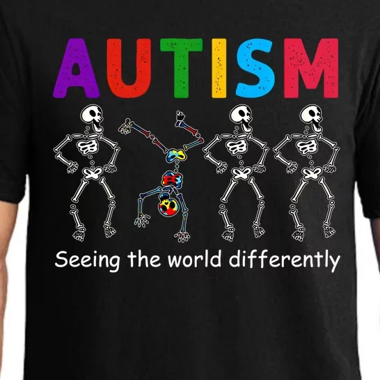 Funny Skeleton Autism Seeing The World Differently Gift Pajama Set