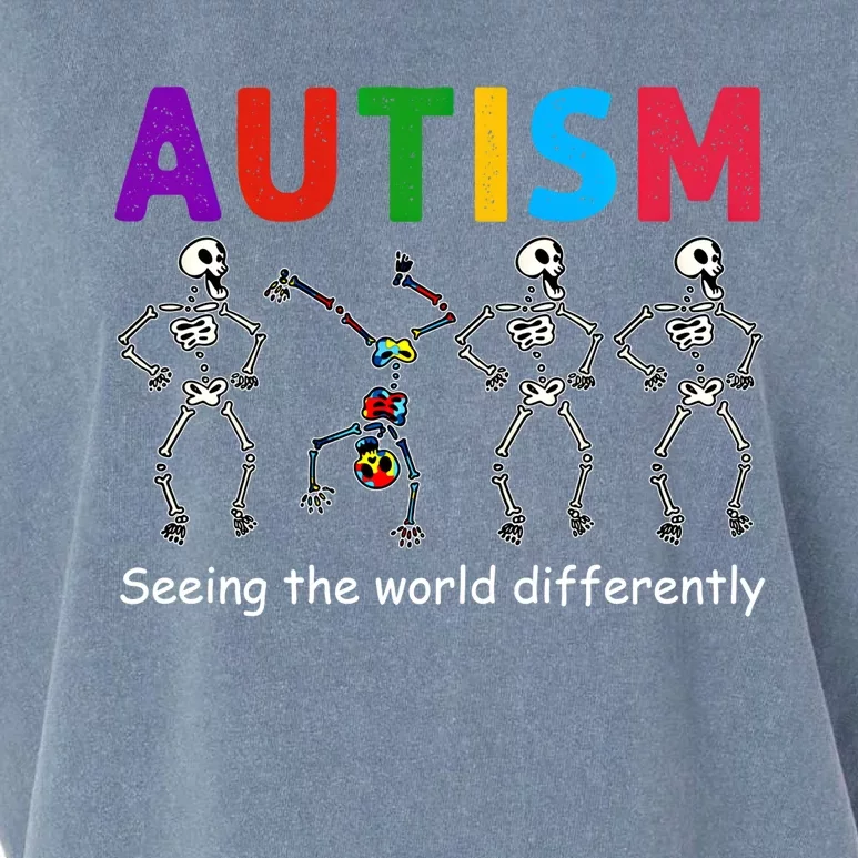 Funny Skeleton Autism Seeing The World Differently Gift Garment-Dyed Women's Muscle Tee