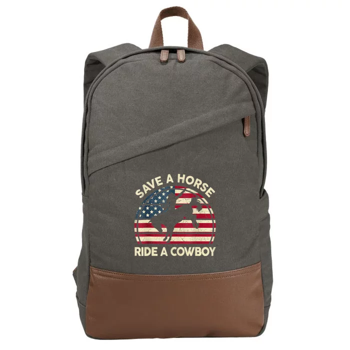 Funny Save A Horse Ride Cowboy Western Rodeo Costume Cotton Canvas Backpack