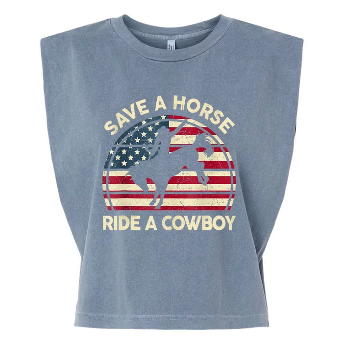 Funny Save A Horse Ride Cowboy Western Rodeo Costume Garment-Dyed Women's Muscle Tee