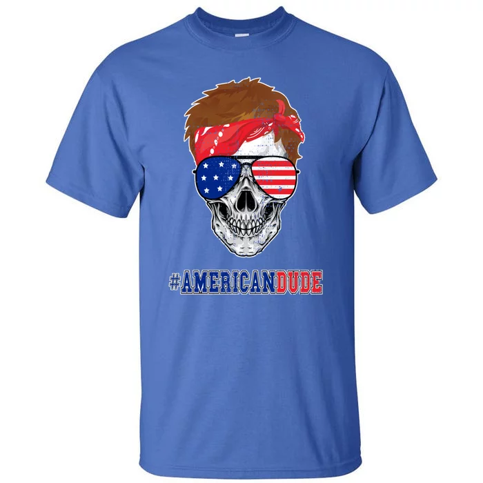 Funny Skull American Dude Patriotic Retro Vintage Cool Gift Tall T-Shirt