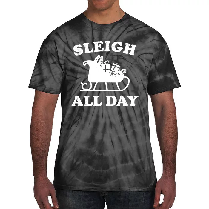 Funny Sleigh All Day Christmas In July Retro Vintage Ugly Tie-Dye T-Shirt