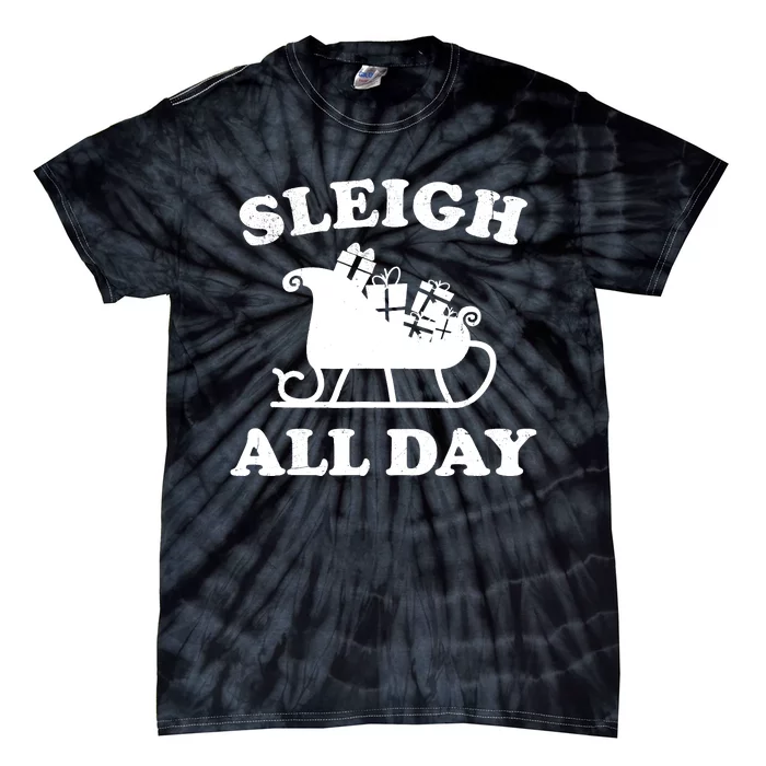 Funny Sleigh All Day Christmas In July Retro Vintage Ugly Tie-Dye T-Shirt