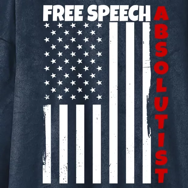 Free Speech Absolutist American Flag Hooded Wearable Blanket