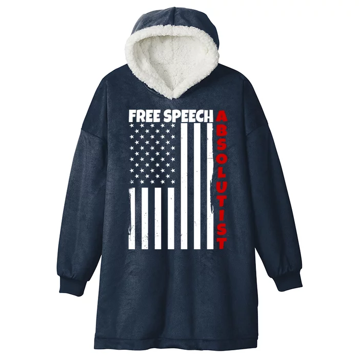 Free Speech Absolutist American Flag Hooded Wearable Blanket