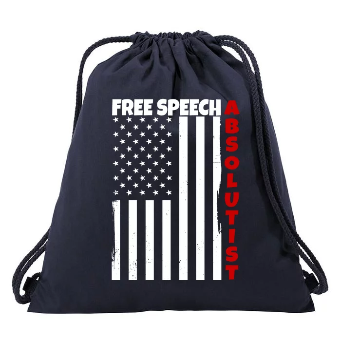 Free Speech Absolutist American Flag Drawstring Bag