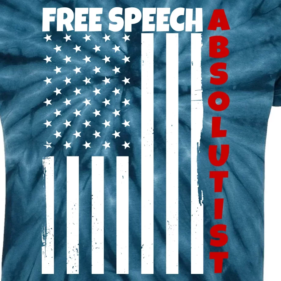 Free Speech Absolutist American Flag Kids Tie-Dye T-Shirt