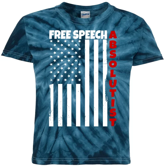 Free Speech Absolutist American Flag Kids Tie-Dye T-Shirt