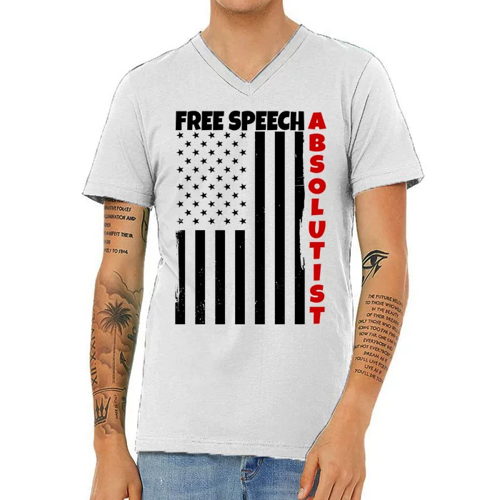 Free Speech Absolutist American Flag V-Neck T-Shirt