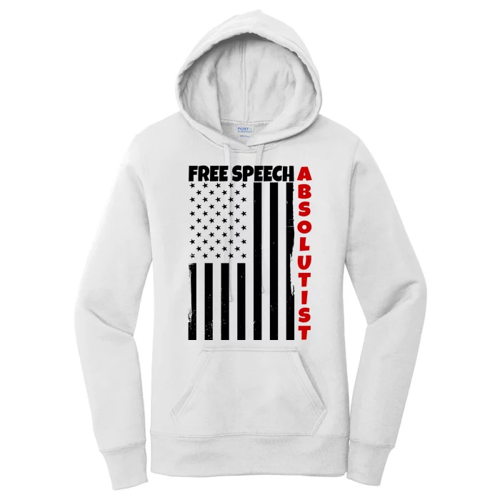 Free Speech Absolutist American Flag Women's Pullover Hoodie