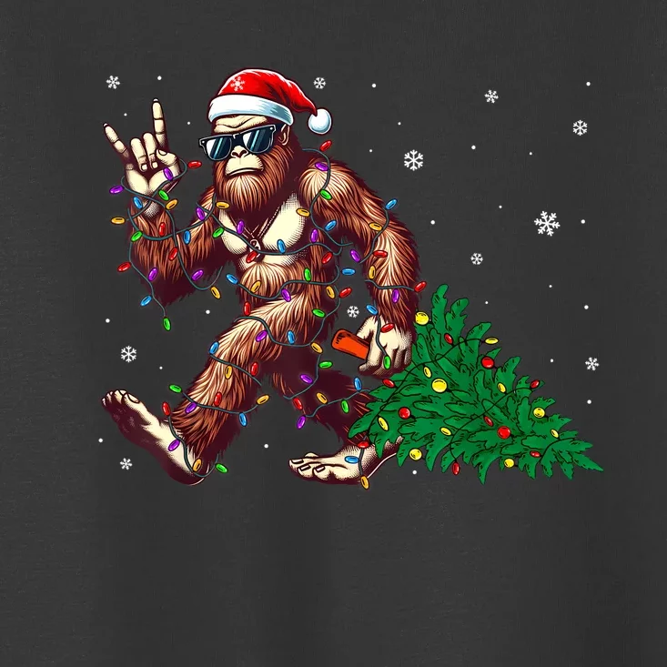 Funny Santa Bigfoot Christmas Tree Xmas Lights Sasquatch Toddler T-Shirt