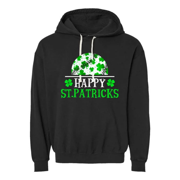 Funny Shamrock Baseball St Patricks Day Gift Garment-Dyed Fleece Hoodie