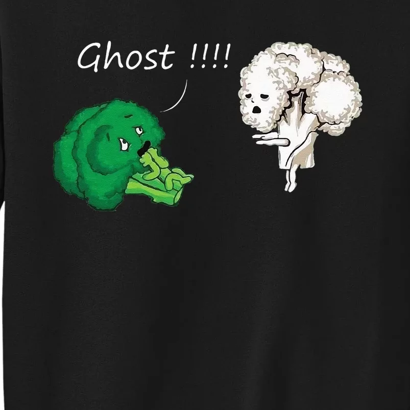 Funny Scared Broccoli By Ghost Cauliflower Funny Vegetarian Tall Sweatshirt