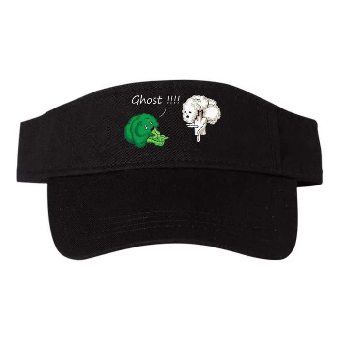 Funny Scared Broccoli By Ghost Cauliflower Funny Vegetarian Valucap Bio-Washed Visor