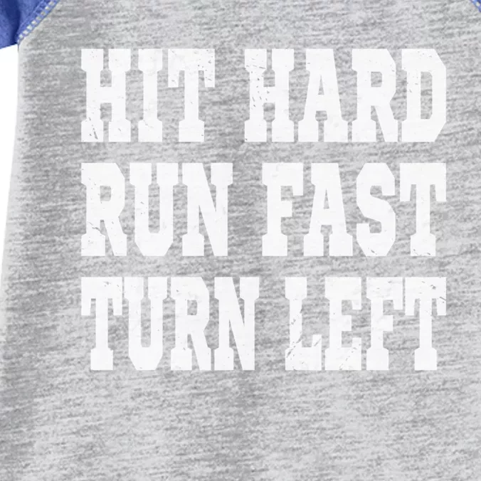 Funny Softball Baseball Hit Hard Run Fast Turn Left Gift Infant Baby Jersey Bodysuit