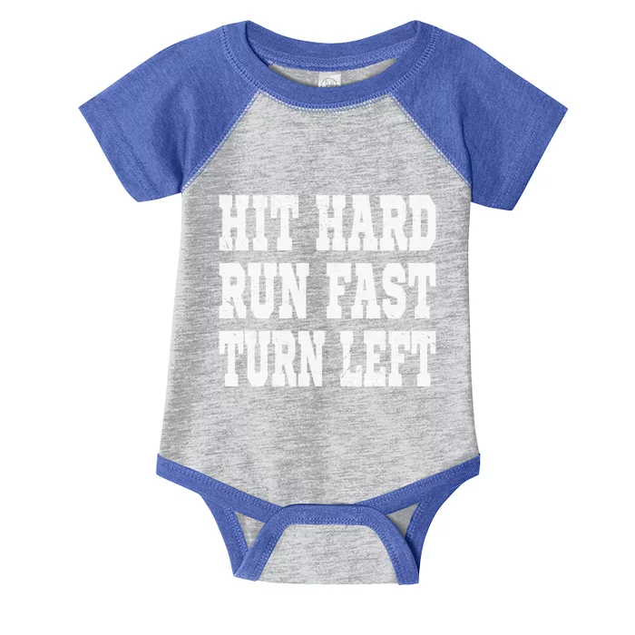 Funny Softball Baseball Hit Hard Run Fast Turn Left Gift Infant Baby Jersey Bodysuit