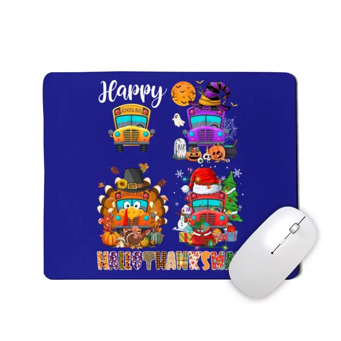 Funny School Bus Witch Turkey Santa Happy Hallothanksmas Gift Mousepad