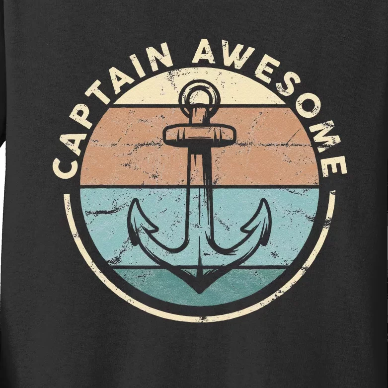 Funny Sailing Boating Sailor Boat Captain Awesome Kids Long Sleeve Shirt