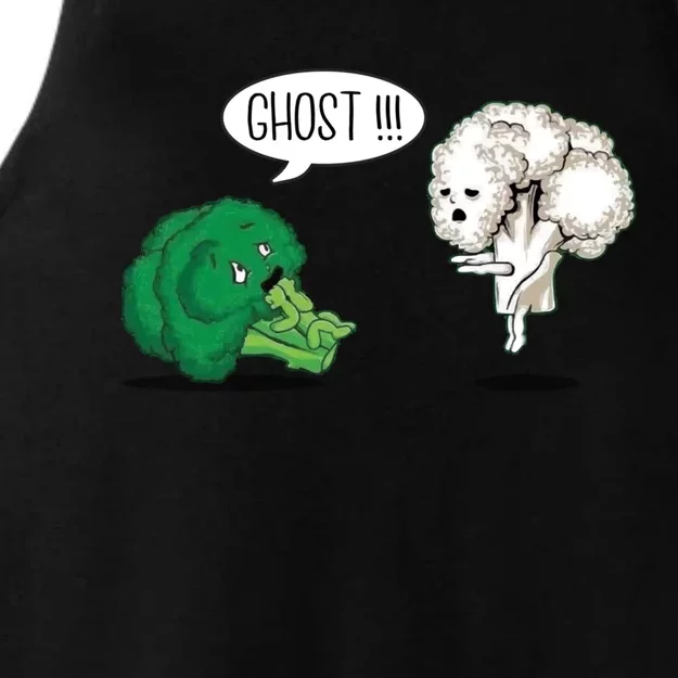 Funny Scared Broccoli By Ghost Cauliflower Funny Vegetarian Gift Ladies Tri-Blend Wicking Tank