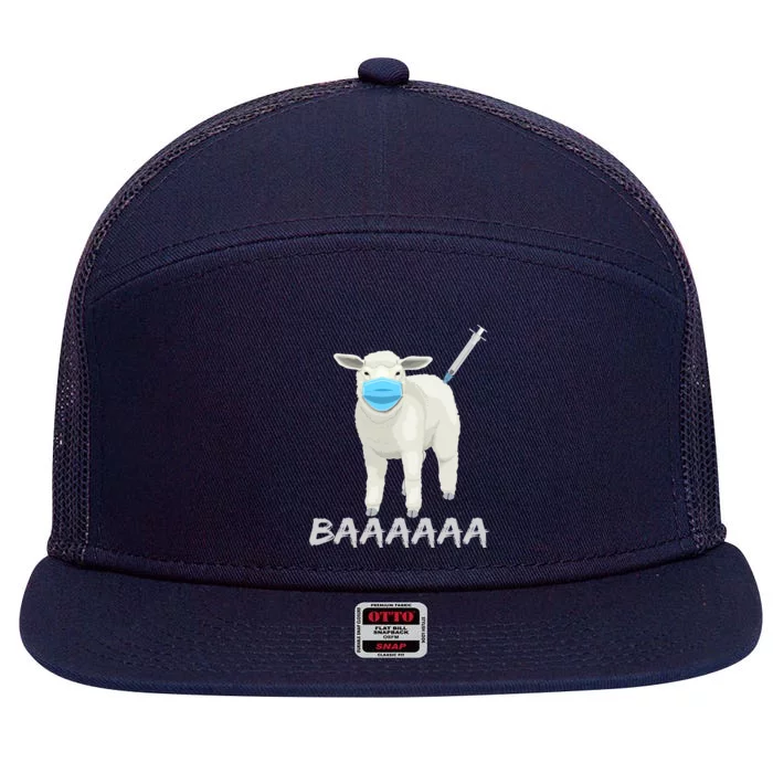 Funny Sheeep Baaaa Sheeple Anti Vaccine And Mask 7 Panel Mesh Trucker Snapback Hat