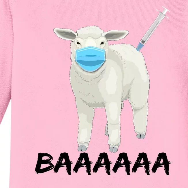 Funny Sheeep Baaaa Sheeple Anti Vaccine And Mask Baby Long Sleeve Bodysuit